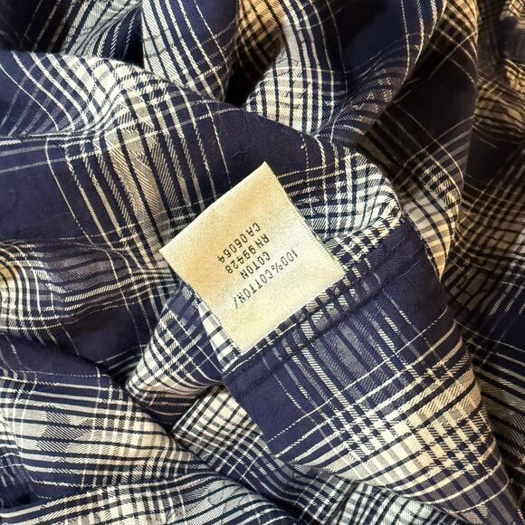 Bugatchi Men's XL Blue Button Up Casual Shirt Top Long Sleeve Plaid‎ Flip Cuff - Picture 5 of 8